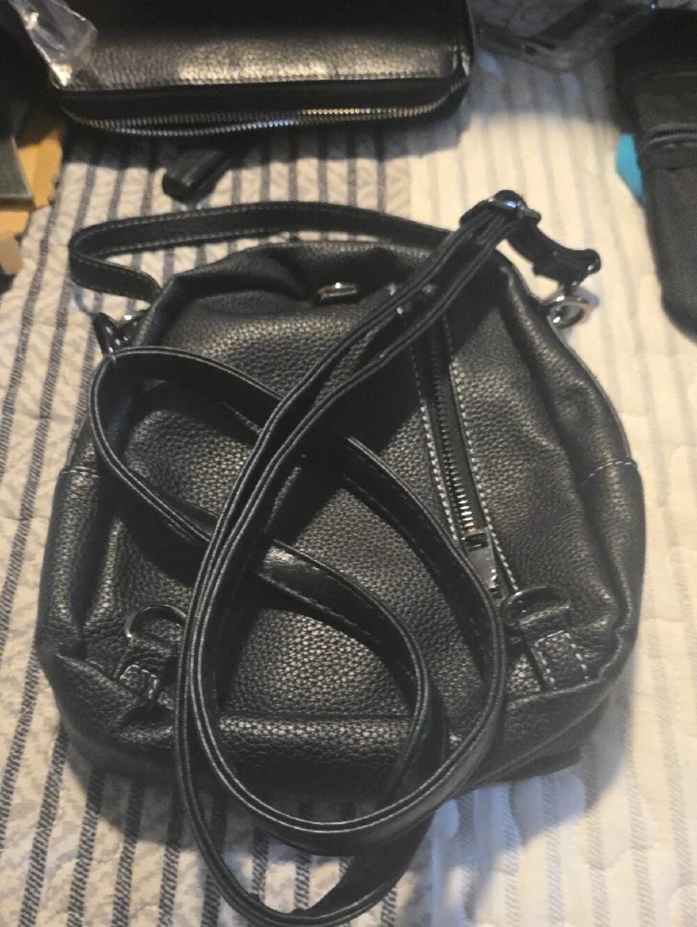 Black Women's Textured Leather Crossbody Bag